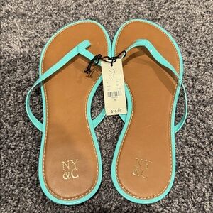 NWT NY & Company Turquoise and Brown Sandals Size 8